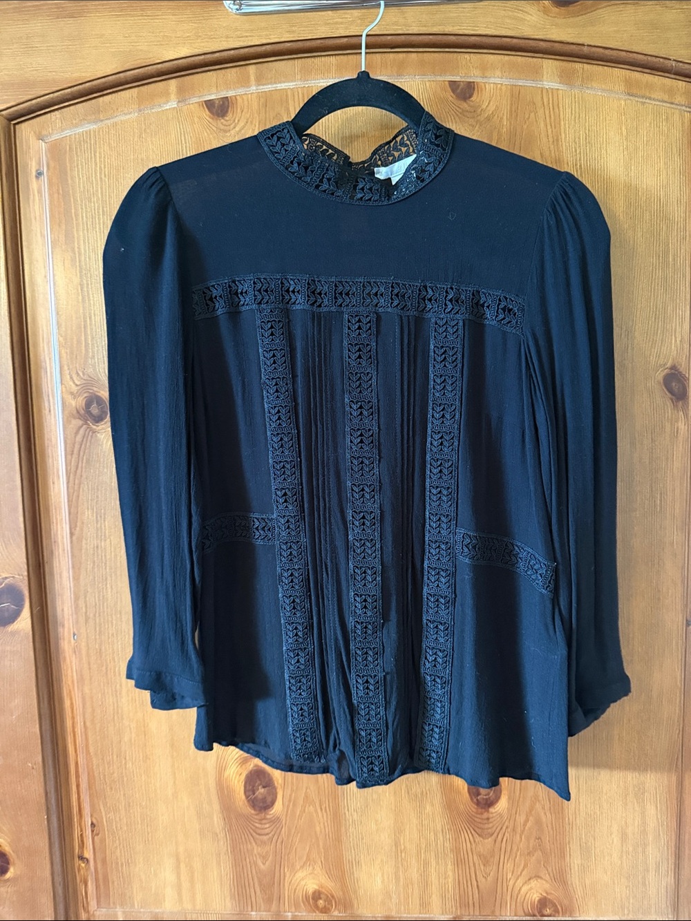 H&M Black Lace-Panel Blouse
